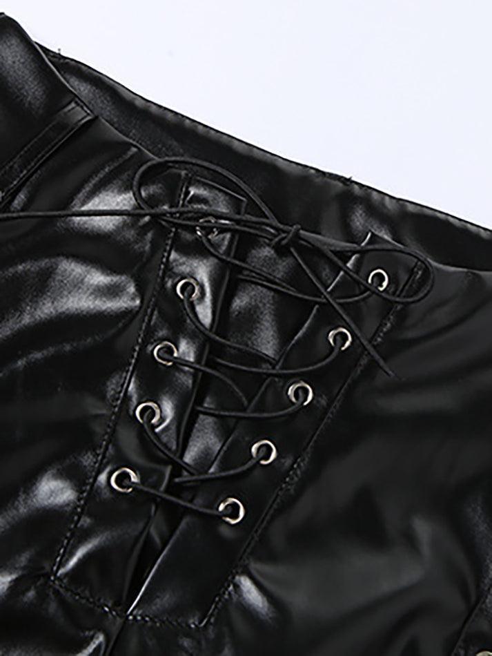 Drune | Cutout Schnürung PU-Hose