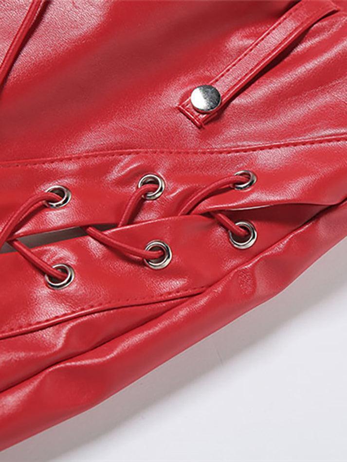 Drune | Cutout Schnürung PU-Hose