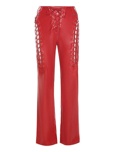 Drune | Cutout Schnürung PU-Hose