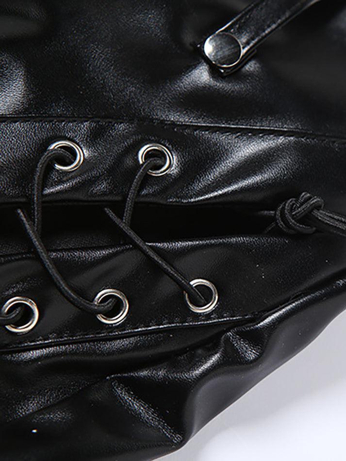 Drune | Cutout Schnürung PU-Hose