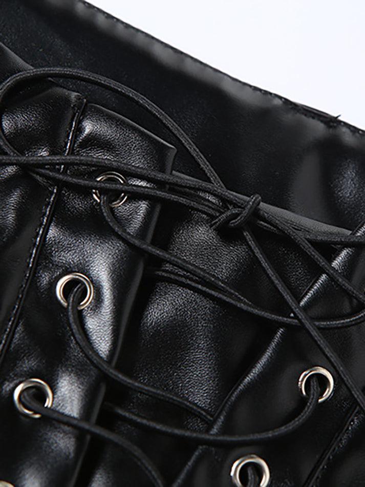 Drune | Cutout Schnürung PU-Hose