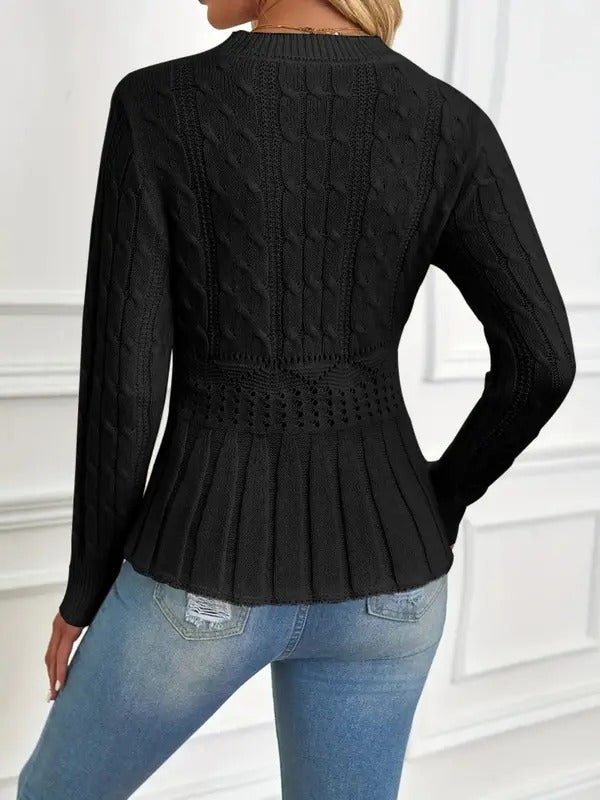 Drune | Gemütlicher schicker Grobstrickpullover mit Rundhalsausschnitt