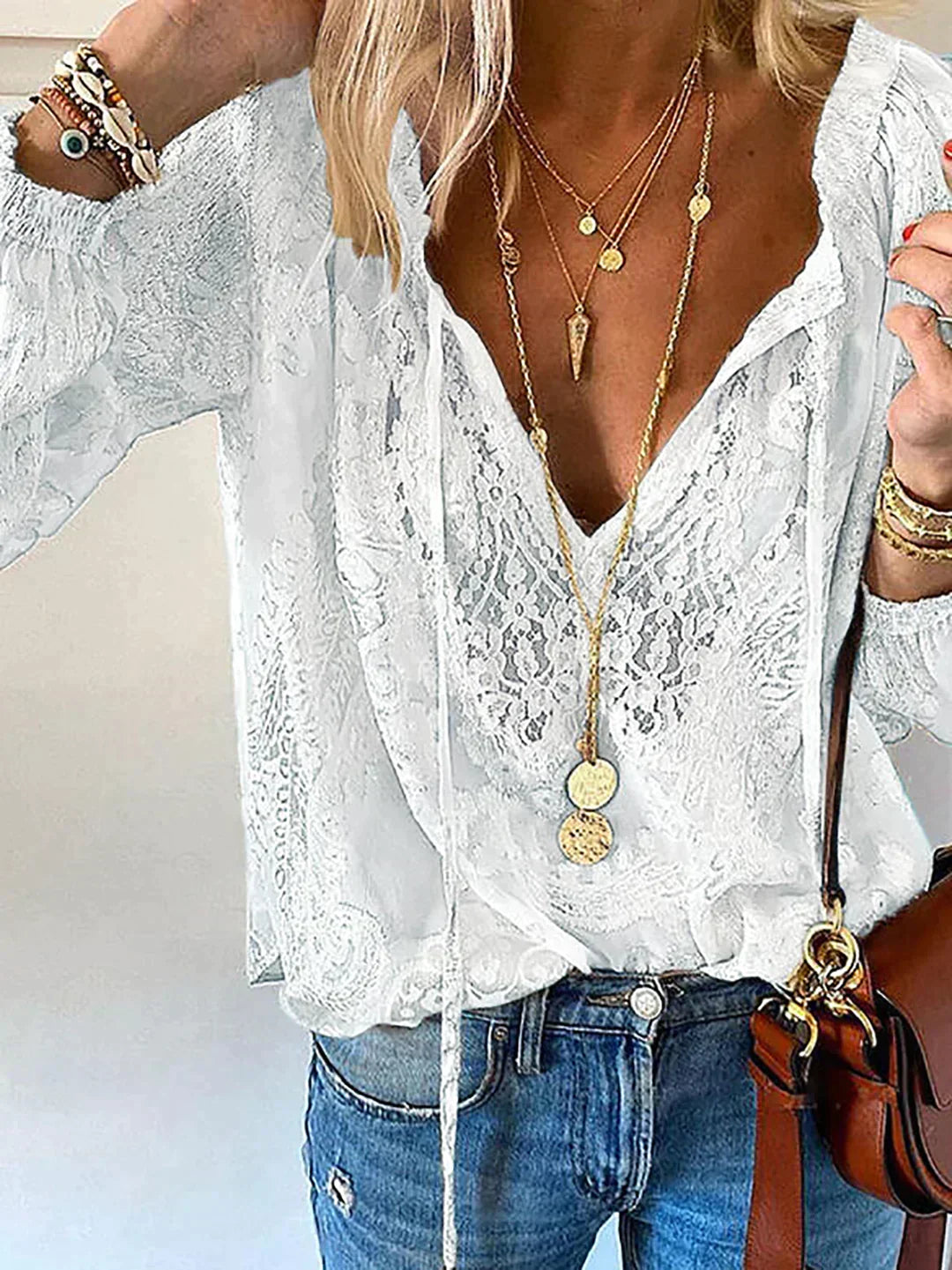 Drune | Exklusive Bluse mit Spitzenverzierungen