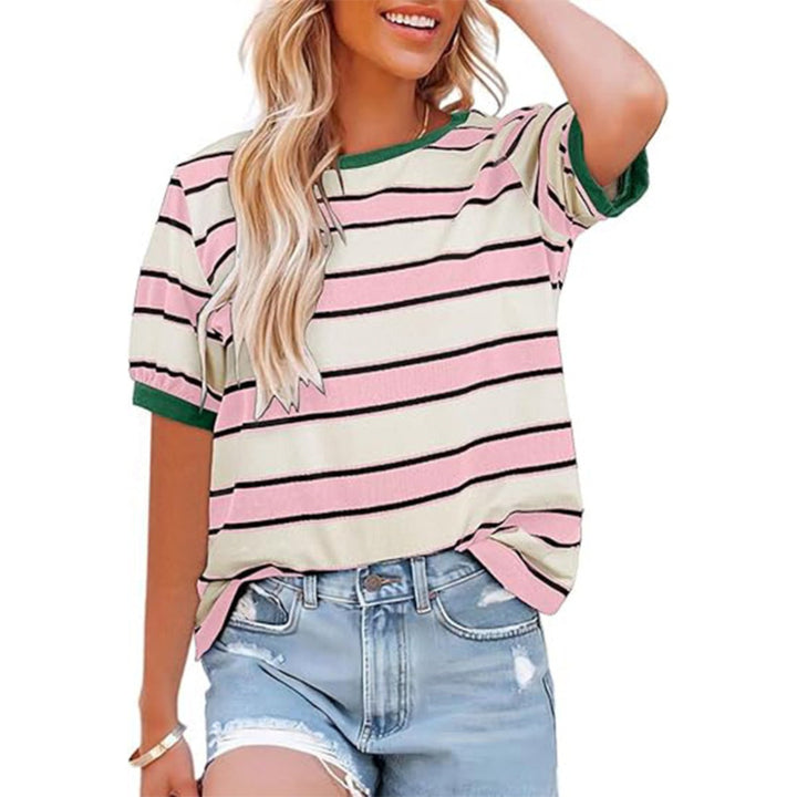 Drune | Gestreiftes T-Shirt mit Rundhalsausschnitt für Damen