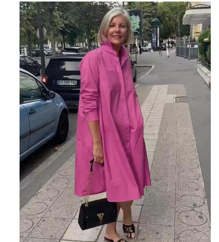 Drune | Hemdblusenkleid Mit Umlegekragen & Dreiviertelärmel