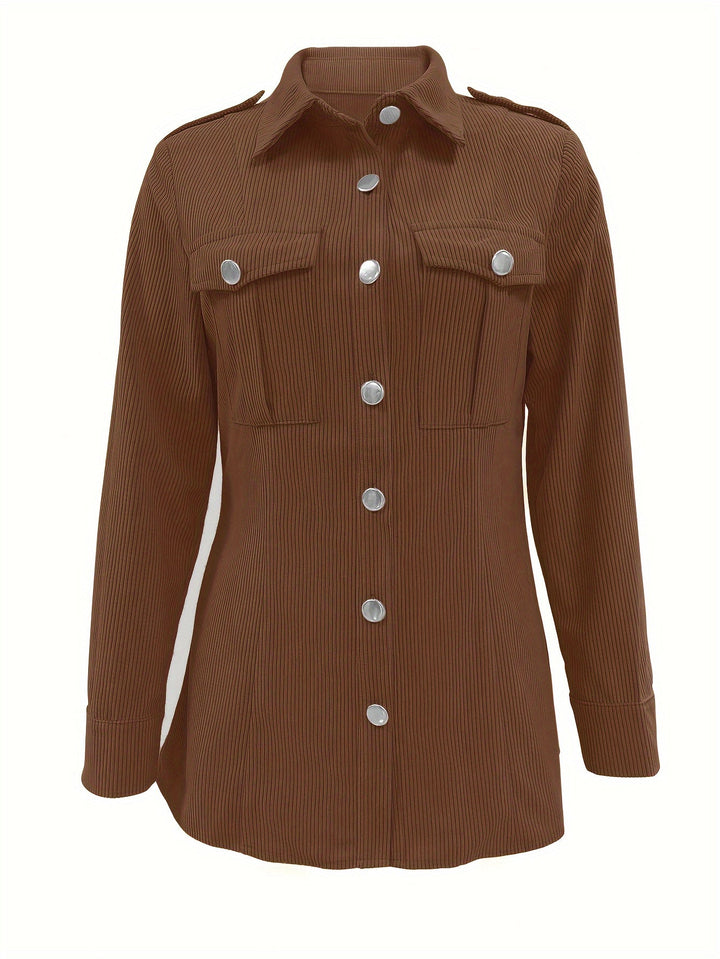 Drune | Lete Jacke Aus Cord mit Druckknöpfen Polyester Lässig und Trendy