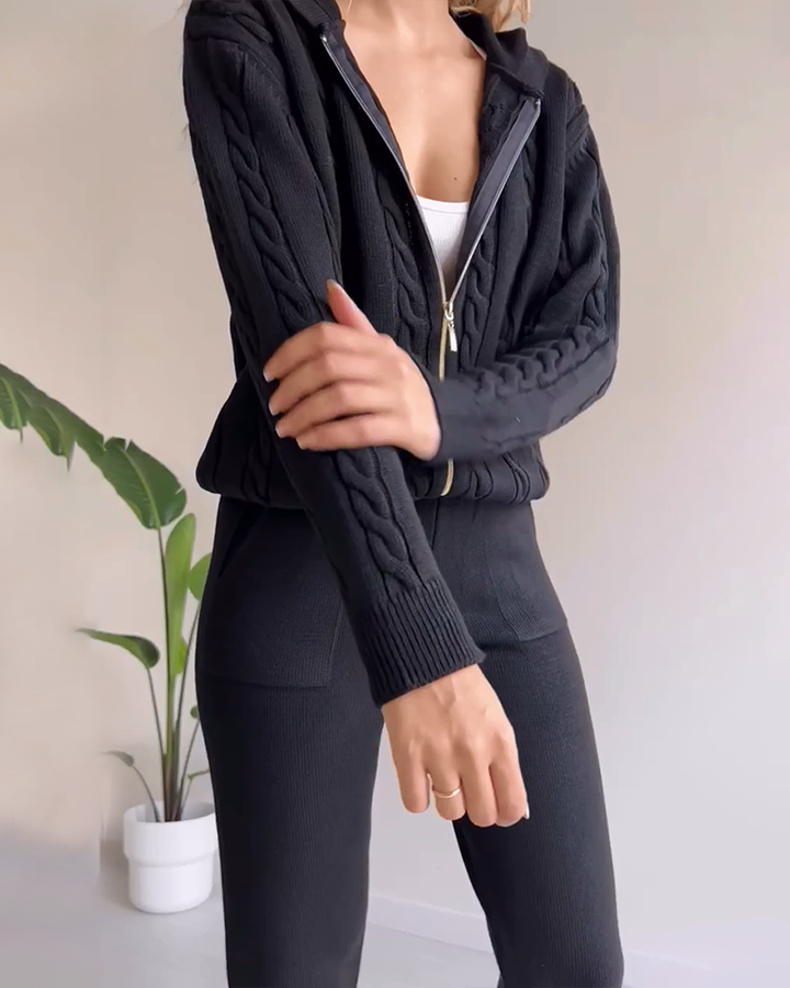 Drune | Jacquard-Strickjacken-Set mit Twist-Design