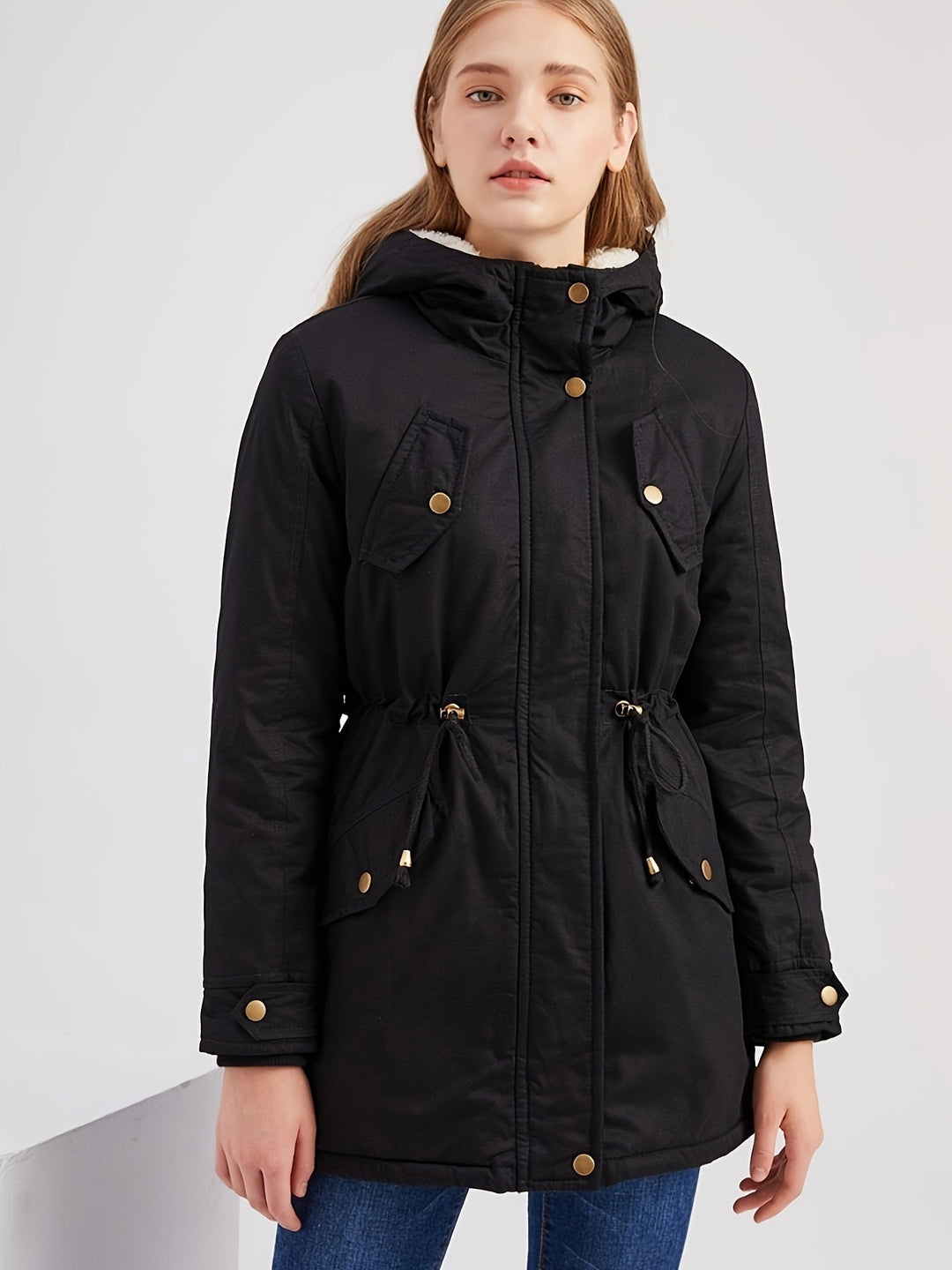Drune | halblange warme Fleece-Winterjacke für Damen - Perfekt für Drune | Tage