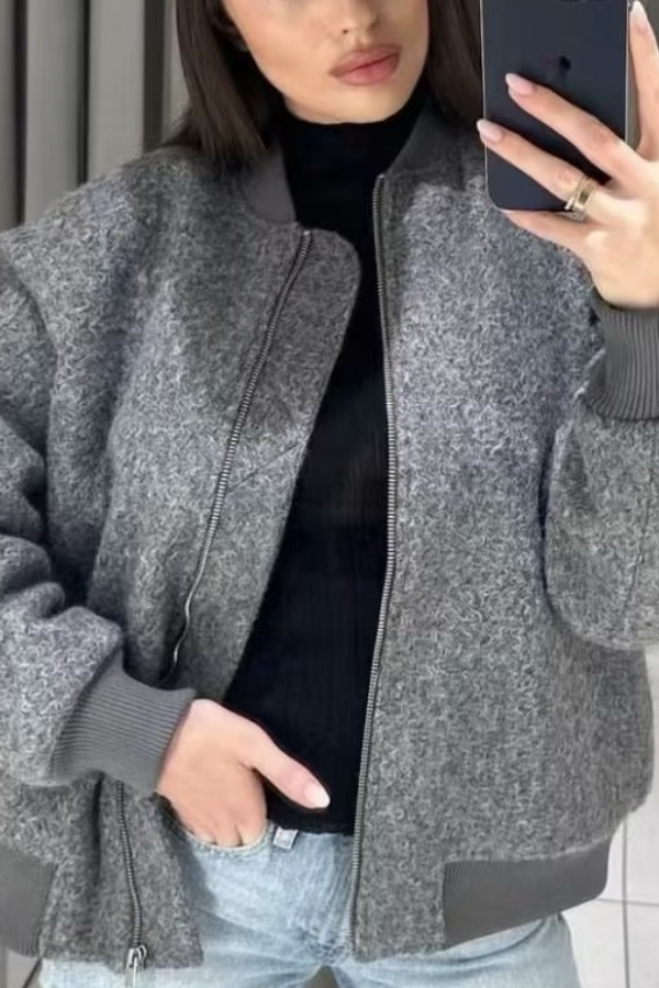 Drune | Kragenlose Lange Ärmel Ripp-Flugjacke