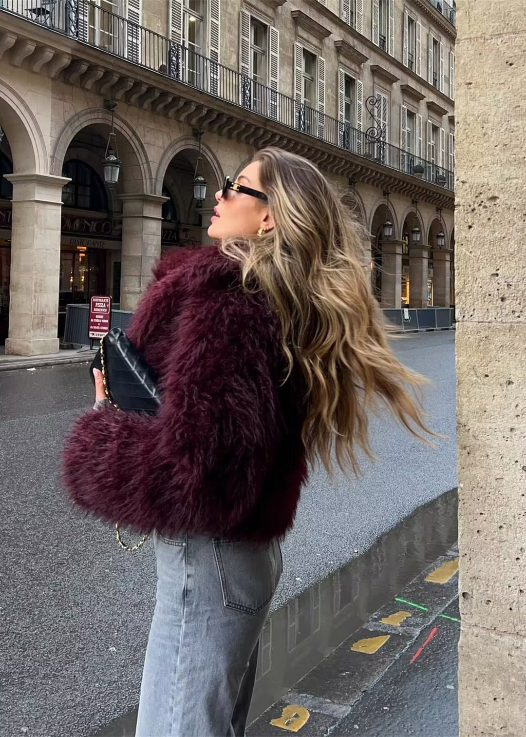 Drune | Kunstpelz Winterjacke in Burgunder