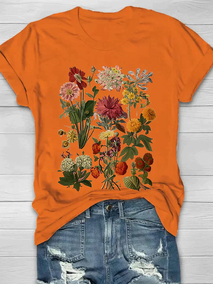 Drune | Weinlese T Shirt mit Blumenmotiv