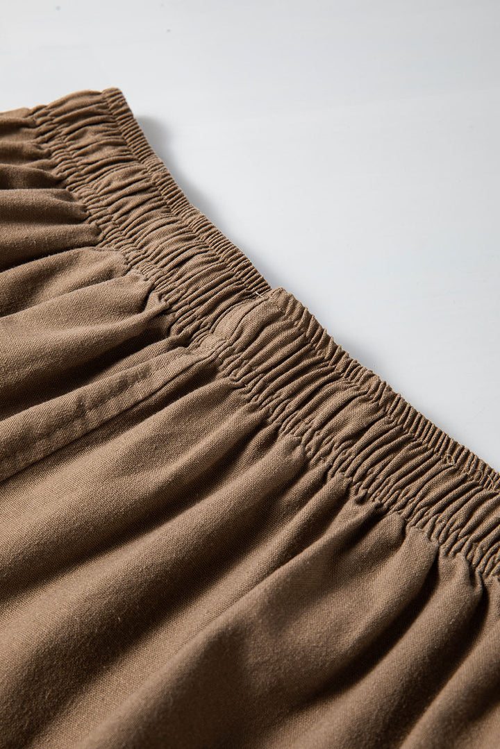 Drune | Palm Baumwoll Leinen Weitbein Hose Für Frauen