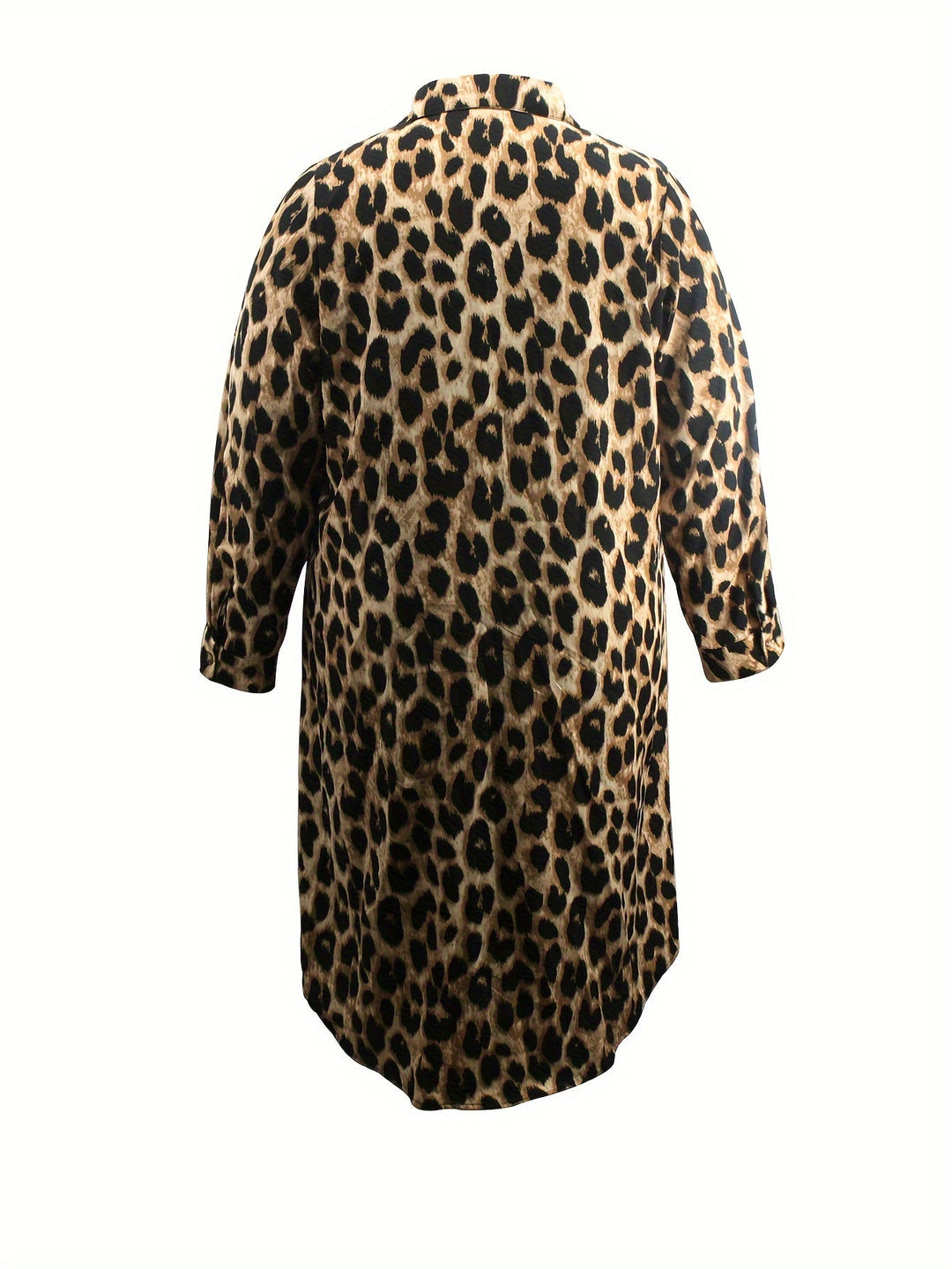 Drune | Lässiges Leopardenmuster Hemdkleid Mit Langen Ärmeln