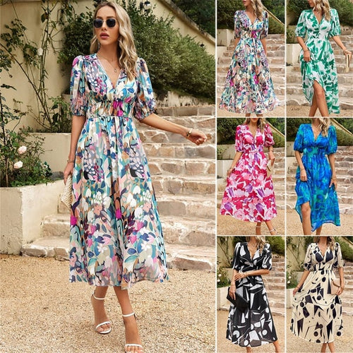 Drune | Bedrucktes Kleid mit V-Ausschnitt für Damen