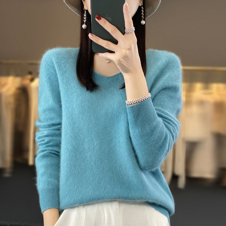 Drune | Lockere Damenpullover mit V-Ausschnitt für Herbst und Winter