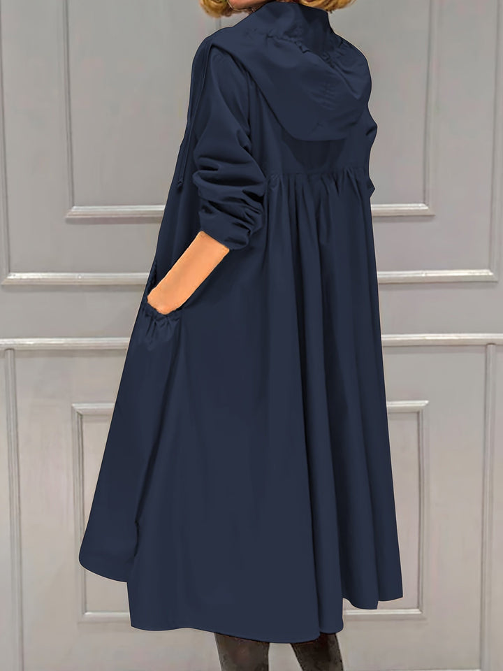 Drune | Damen Lässig Lange Jacke Mit Kapuze Und Reißverschluss