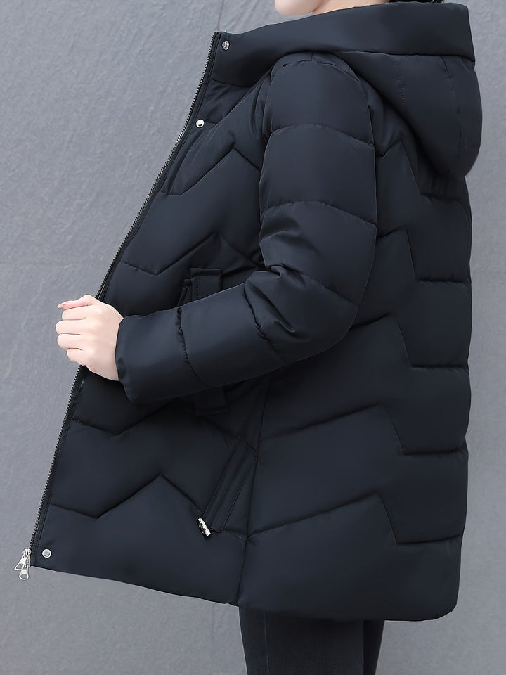 Drune | Warme Lange Puffer Winterjacke mit Kapuze für Frauen - Ideal für Winter