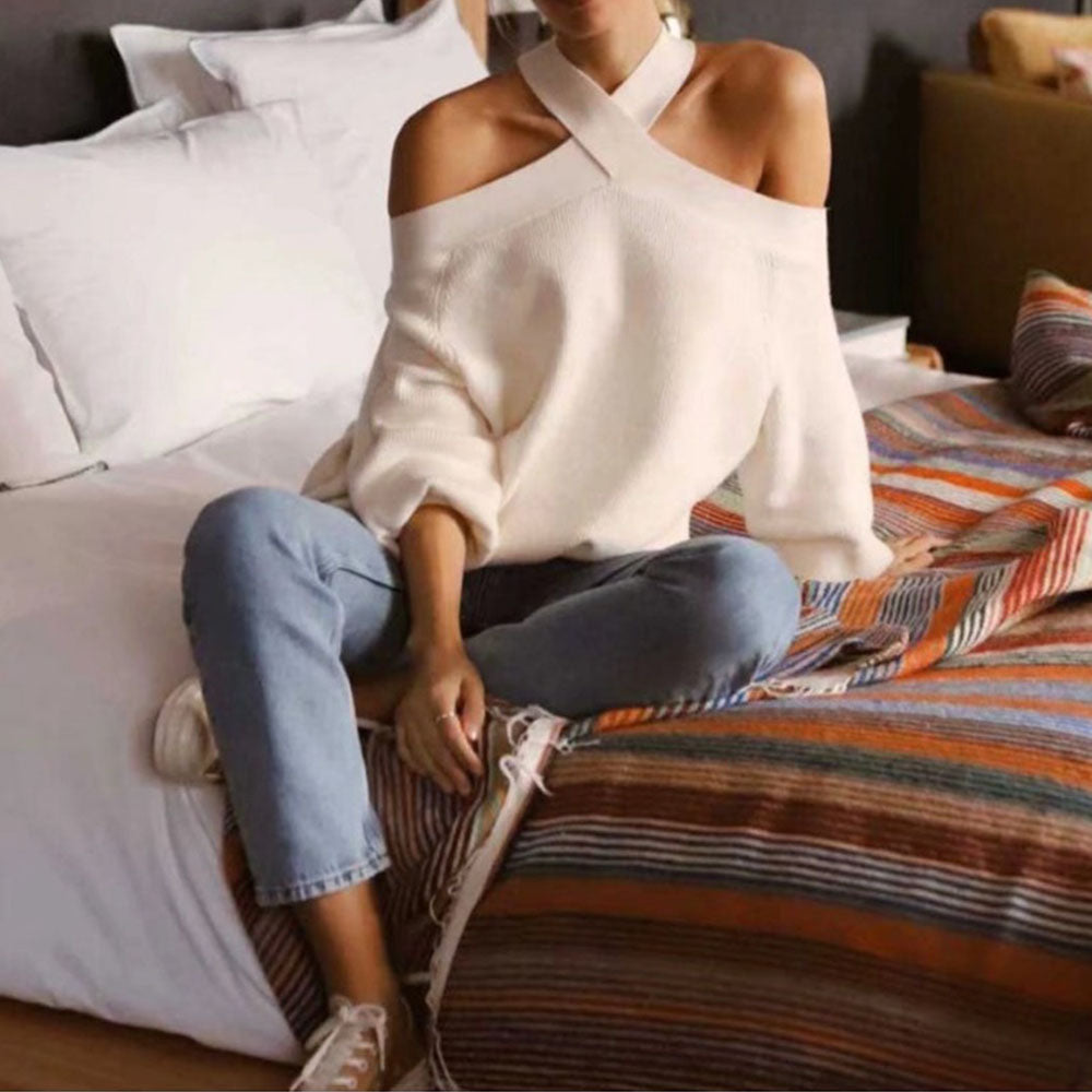 Drune | Off-shoulder Pullover Weicher Strick Trendy und Elegant
