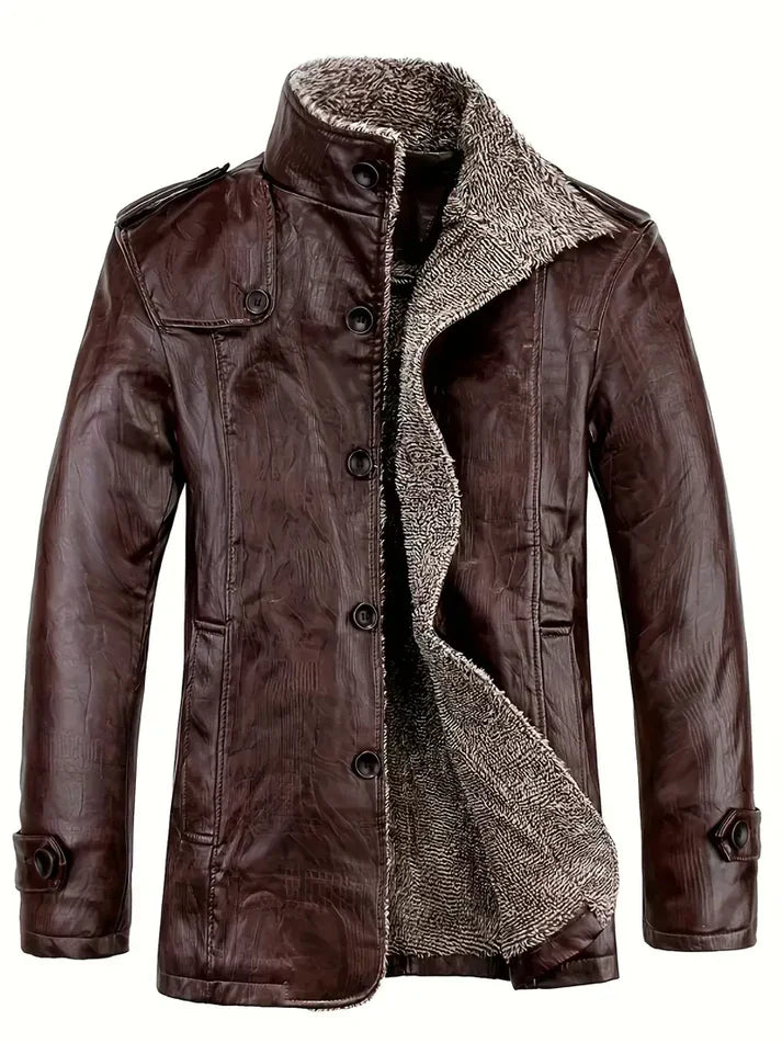 Drune | Herren Lederjacke mit Fleece-Futter