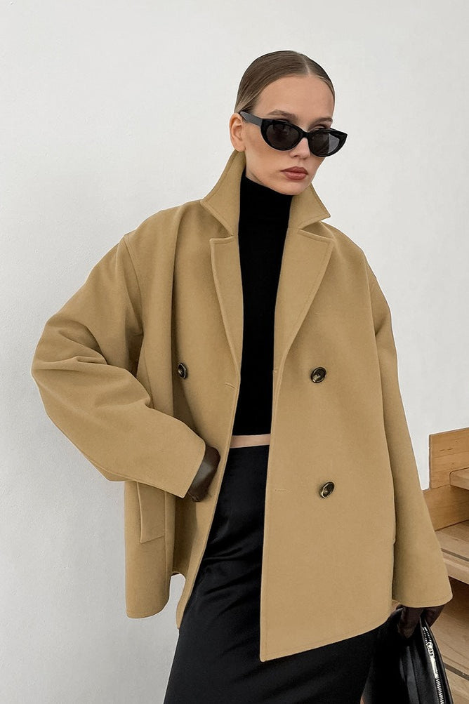 Drune | Braune Doppelreiher-Wolljacke