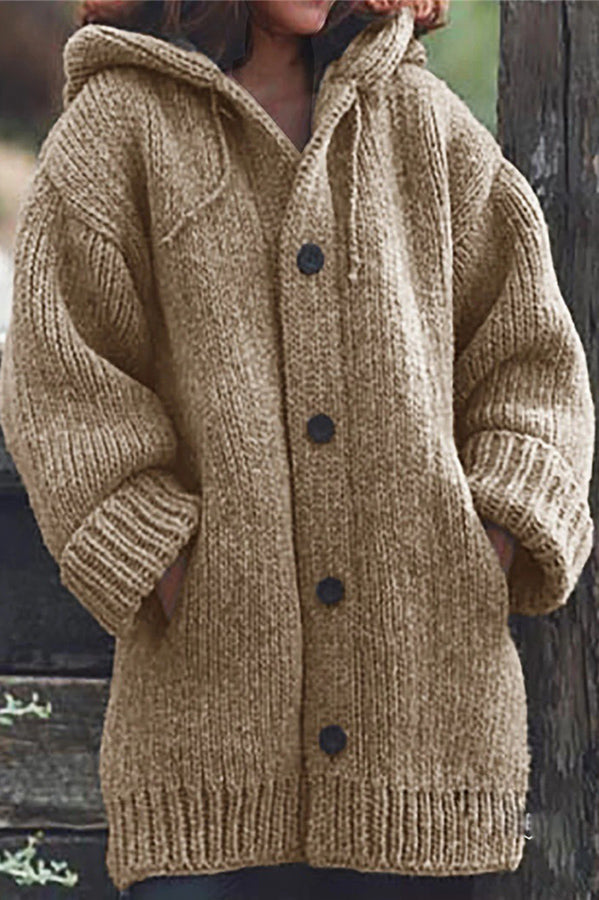 Drune | Stylischer und bequemer Khaki-Hoodie-Cardigan