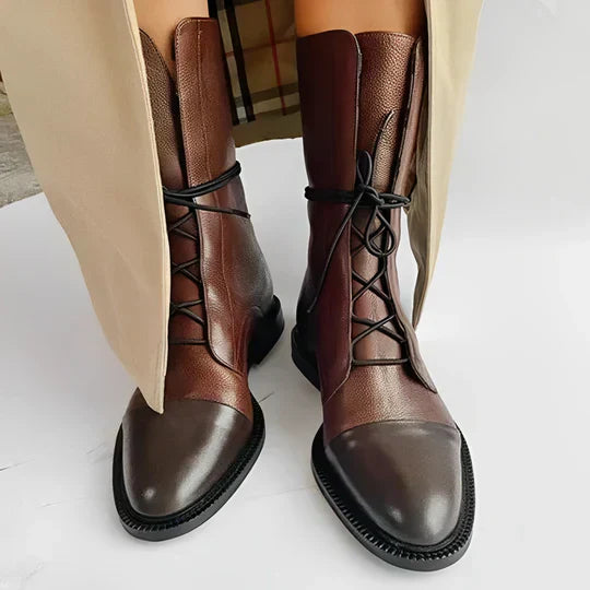 Drune | Stiefeletten - Leder - Schnürverschluss - Schlankes Design - Kappenzehen - Niedriger Schnitt