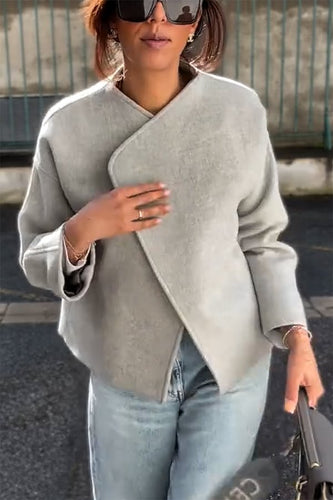 Drune | und Struktur Faux Wool Revers Langarm Lose Jacke