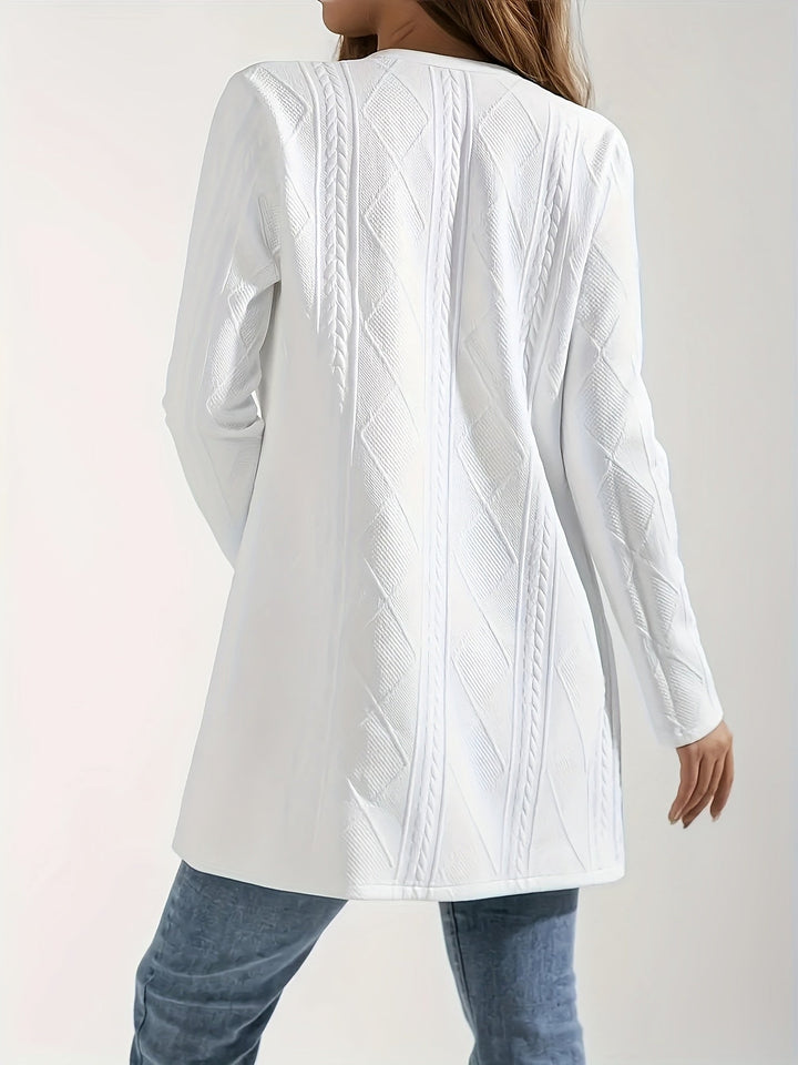 Drune | Chic weiße strukturierte offene Jacke für einen eleganten Stil