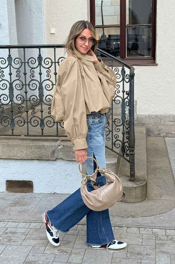 Drune | Passform Khaki Puffärmeljacke