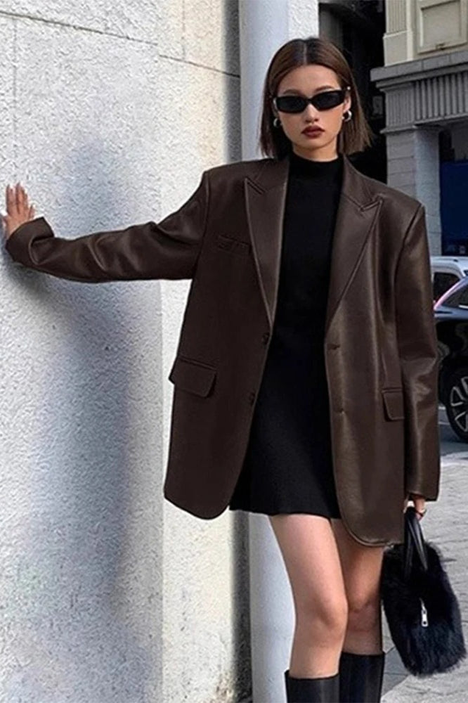 Drune | PU Leder Blazer Jacke