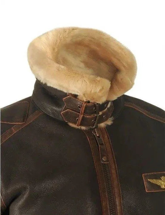 Drune | Vintage Charme: Schafsfell Pilotenjacke