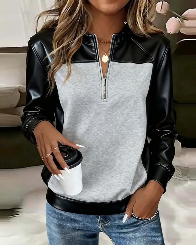 Drune | Sweatshirt mit Halbreißverschluss und Einsätzen