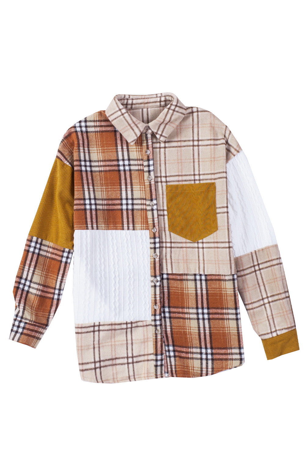 Drune | Gitterhemde mit Patchwork-details Baumwollmischung Perfekt Für Layering
