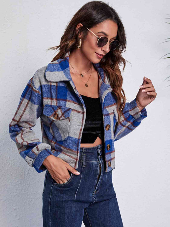 Drune | Karierter Knopf-Front-Jacke mit Taschen