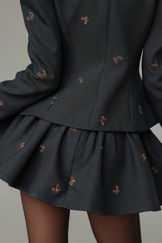 Drune | Farbblock Tweed Jacke und Rock Set