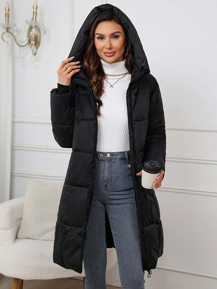 Drune | Frauen Lange Kapuzen-Winter-Pufferjacke