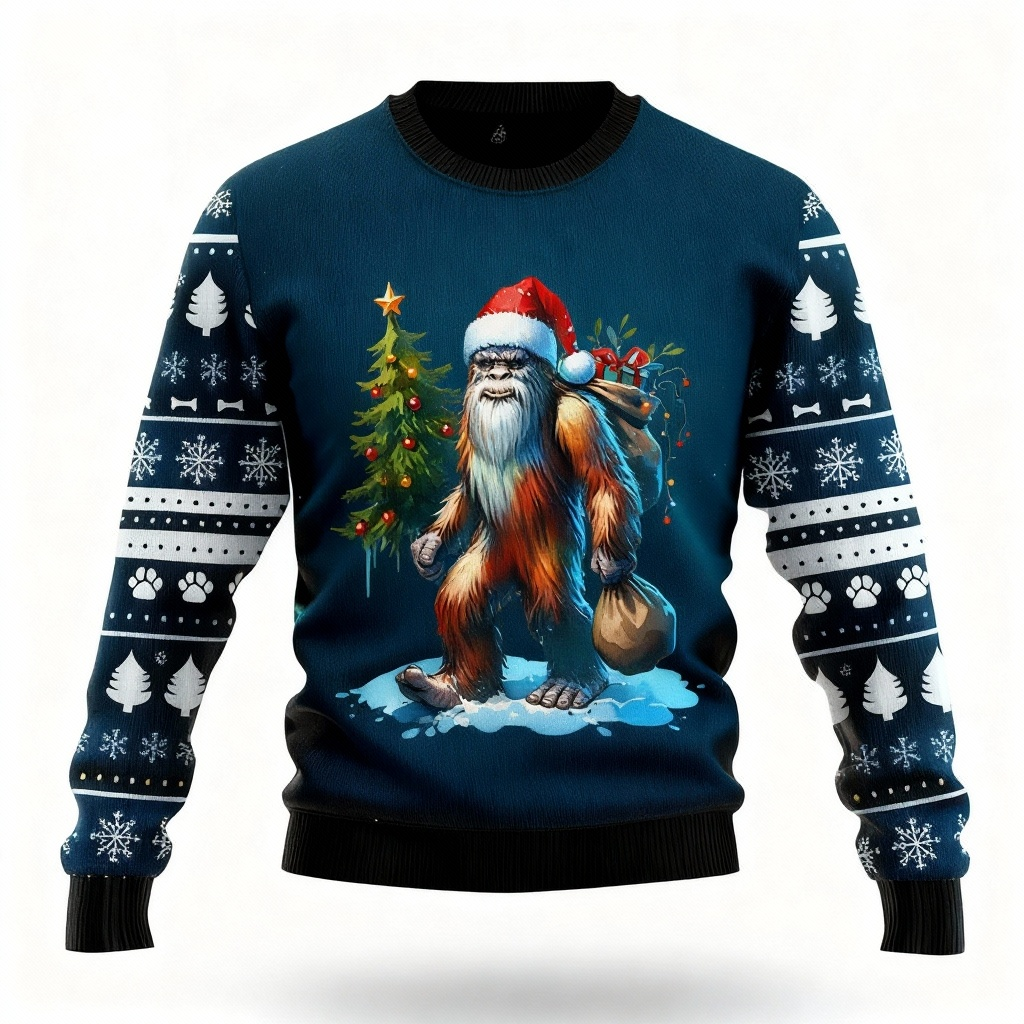 Drune | Tier- & Tannenbaum-Muster Druck - Vintage Weihnachtsikone Hässlicher Pullover