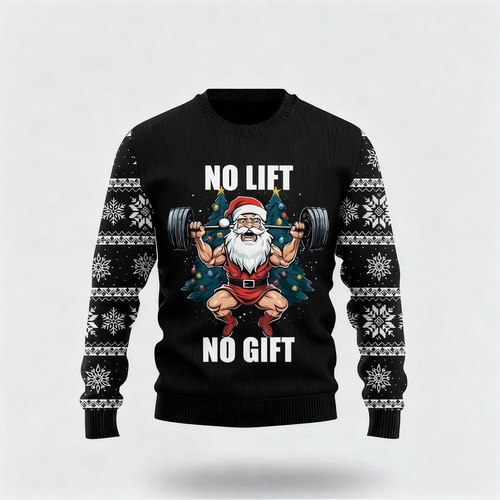 Drune | Weihnachtsmann Cartoon Druck - Schwarzer Feiertagsikonen Pullover