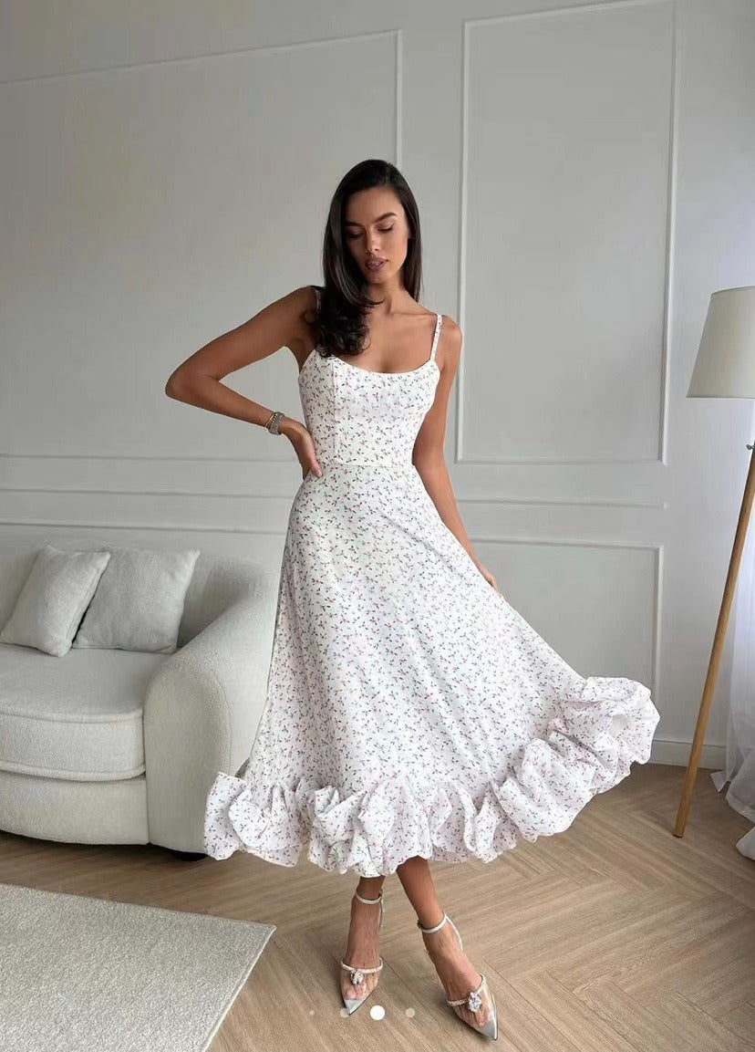 Drune | Elegantes Maxikleid mit gerüschtem Saum für Damen