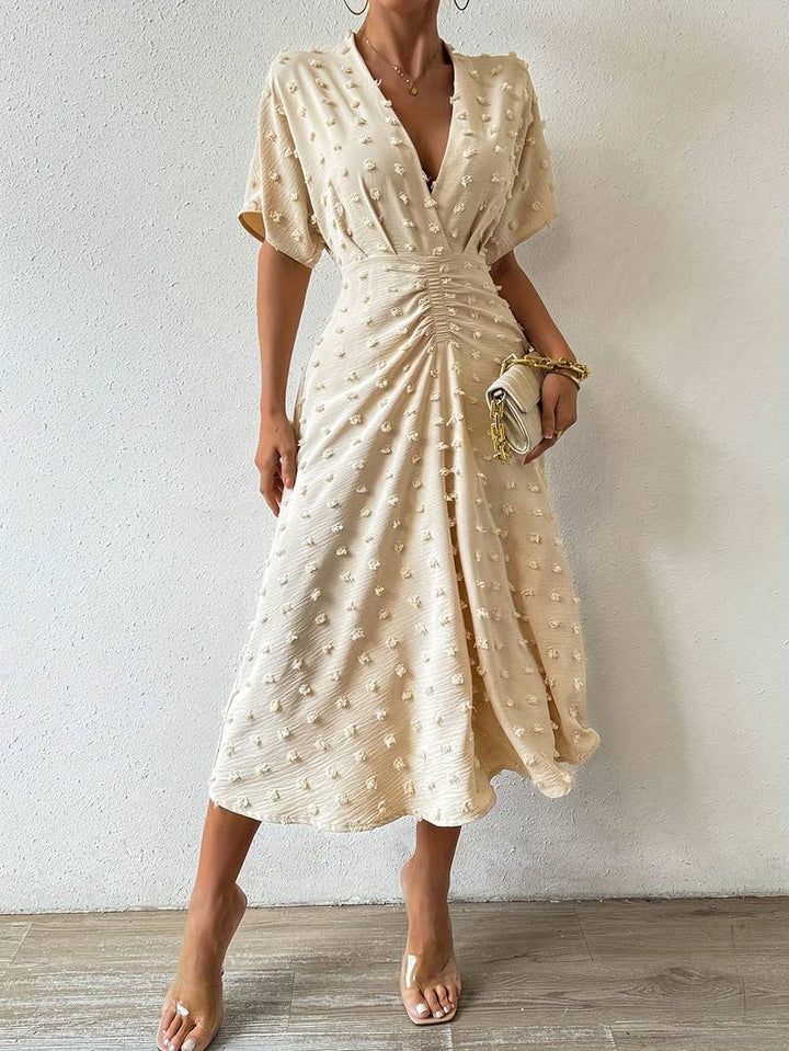 Drune | Swiss Dot Rüsch Midi Kleid