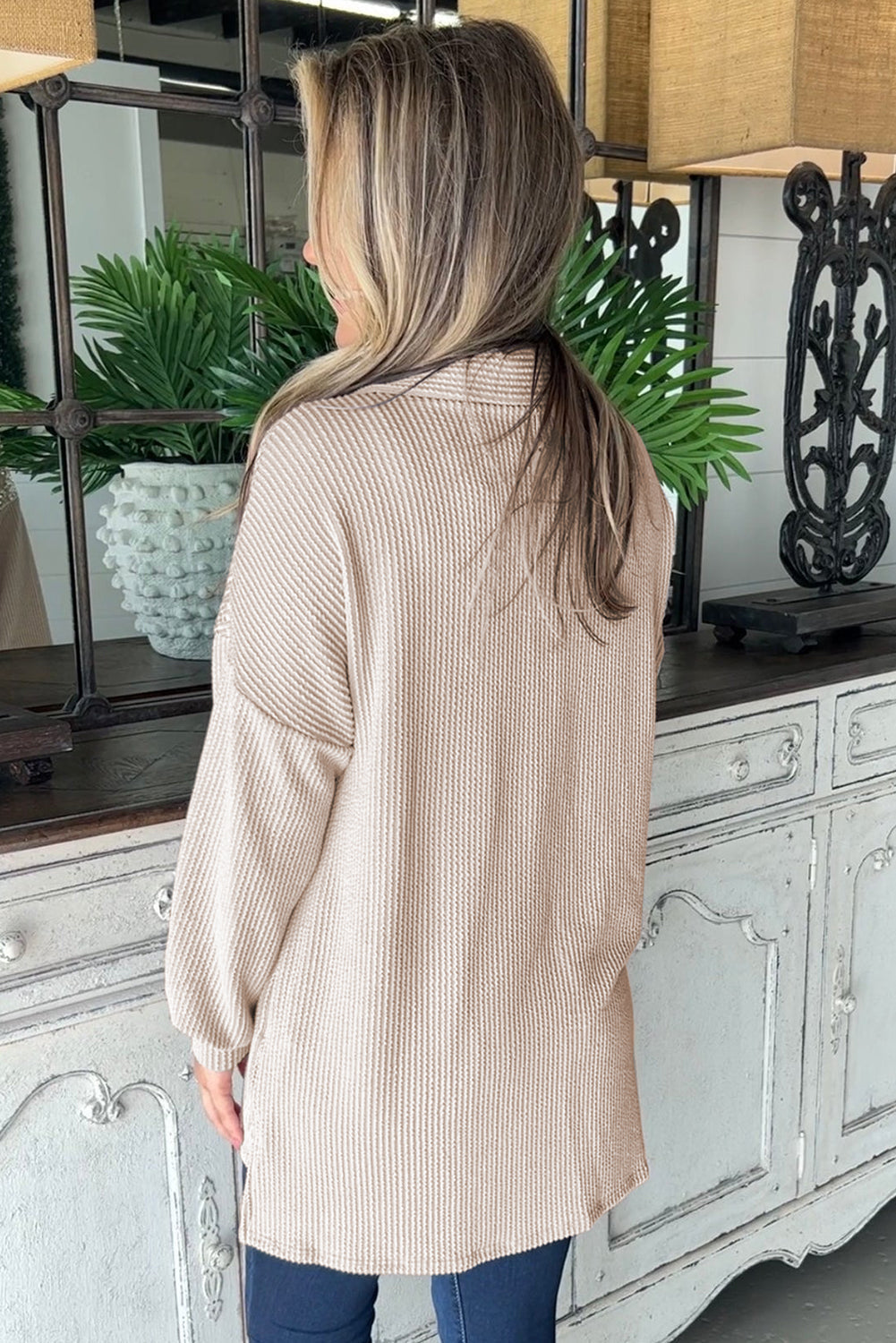 Drune | Rippierte Hemdbluse mit Silber Pailletten Polyester-mischung Elegant und Festlich