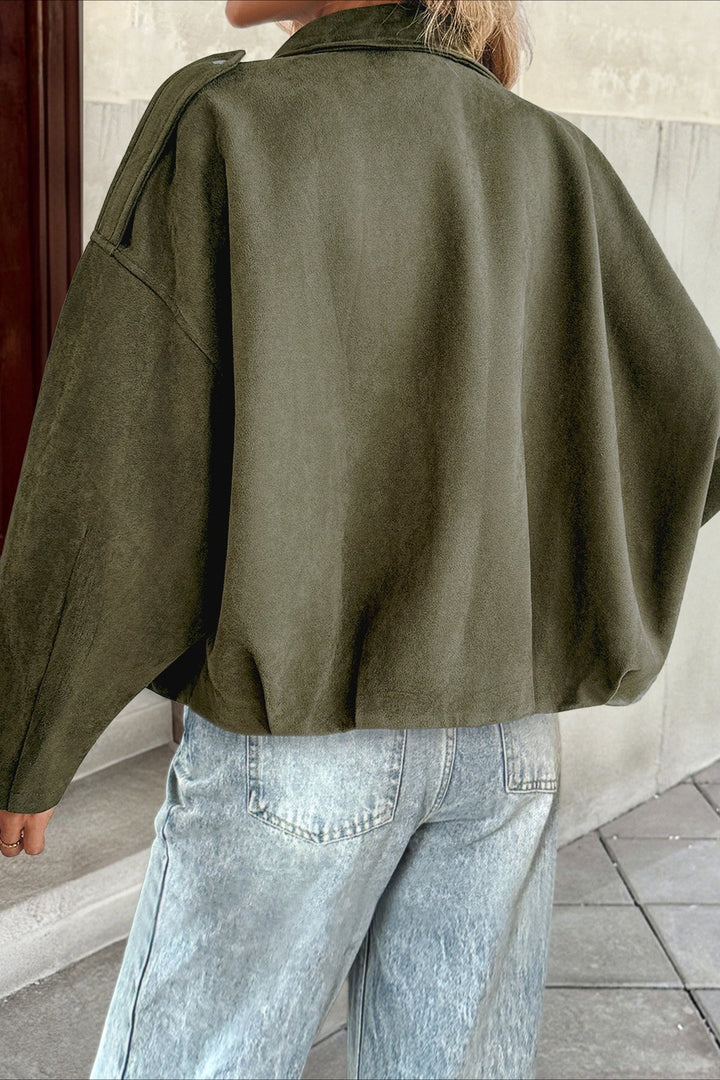 Drune | Kragen Wildleder-Look Bomberjacke