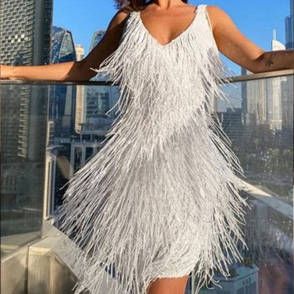Drune | Stilvolle Winter Schicke Funkelnde Flapper Kleid Für Frauen
