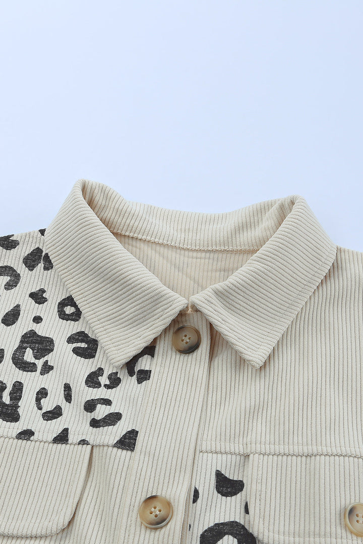 Drune | Double Take Leopard Print Pocketed Cord-Jacke