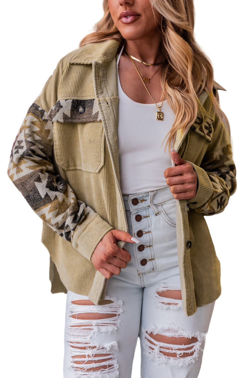 Drune | Aztek-muster Shirtjacke Baumwolle Komfort und Stil