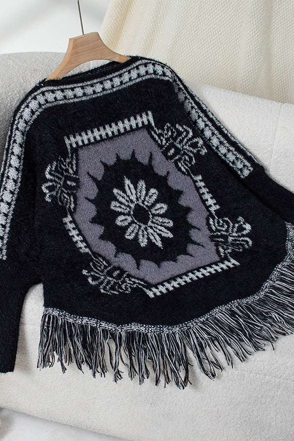 Drune | Boho knit sweater with tassel hem