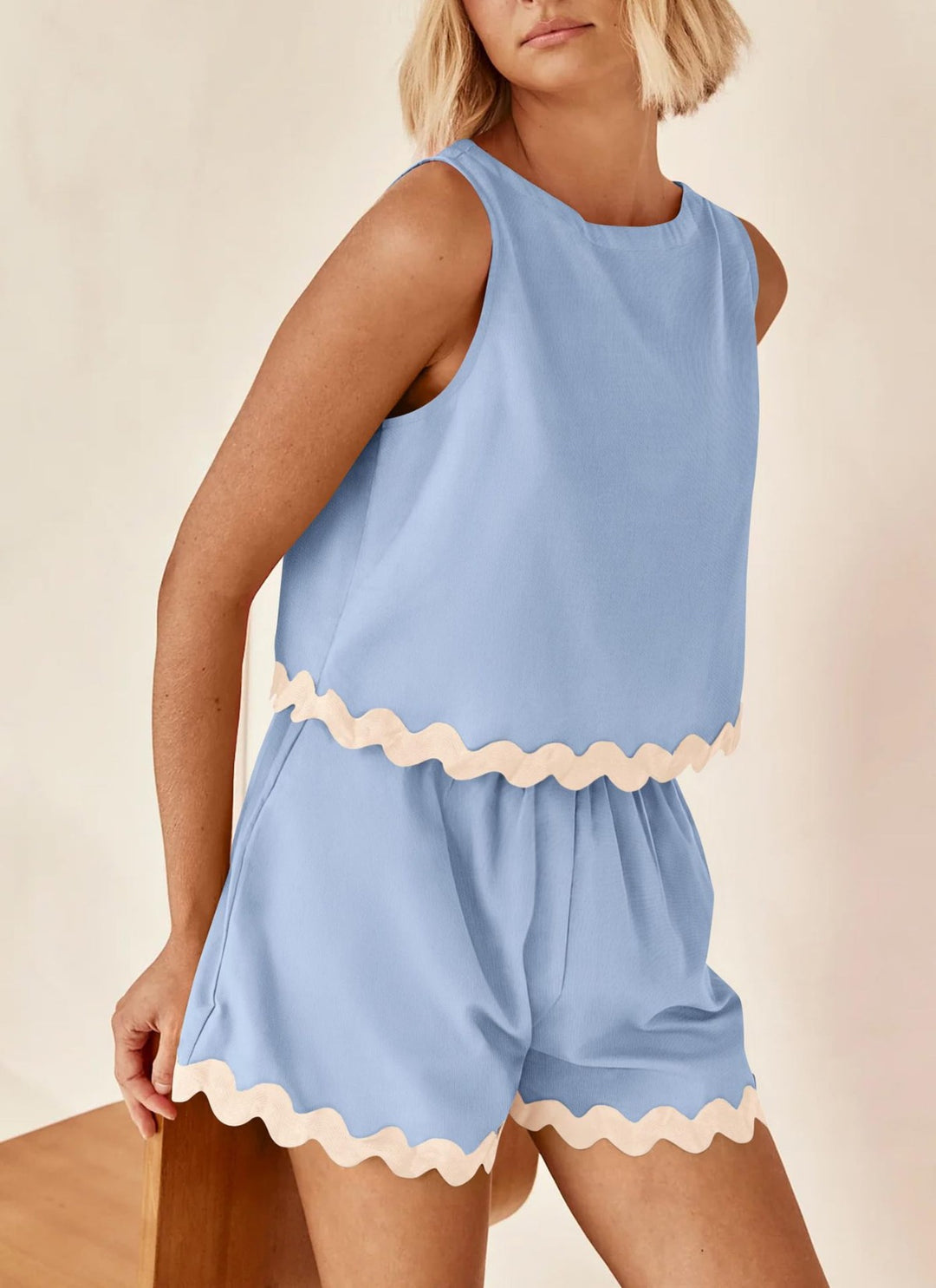 Drune | Zweiteiliges Oberteil und Shorts aus Leinen und Spitze