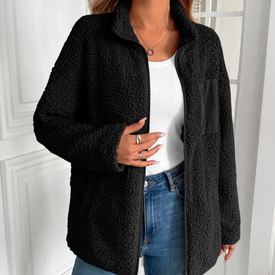 Drune | Lässige Winter Zip-Up Fuzzy Jacke für Damen