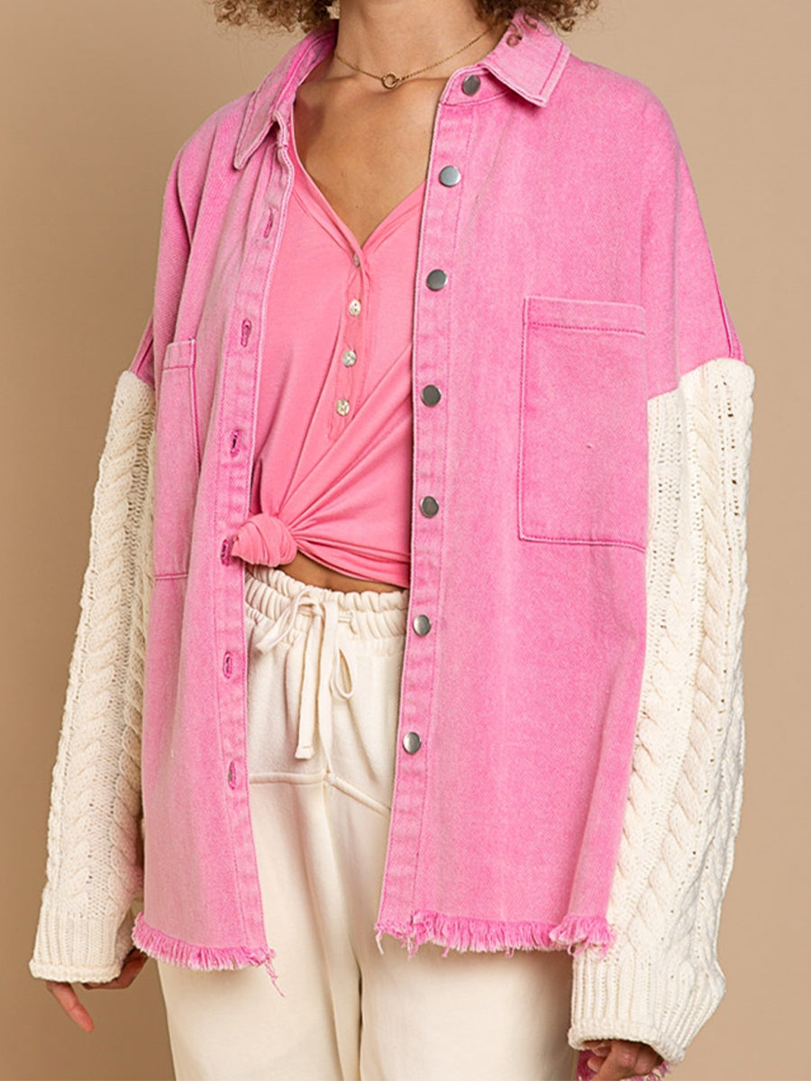 Drune | Kabelstrick Raw Hem Denim Jacke