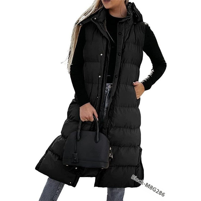 Drune | Ärmellose, Lässige Steppjacke mit Kapuze und Reißverschluss